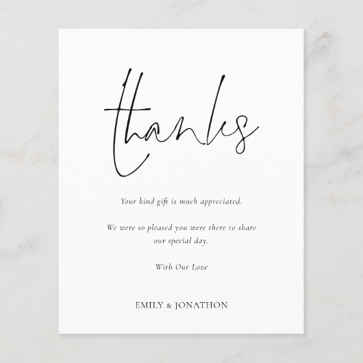 Papier Mariage photo de script budget Merci (Devant)