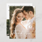 Papier Mariage photo de script minimal simple Merci (Devant / Derrière)