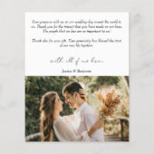 Papier Mariage photo de script minimal simple Merci (Dos)