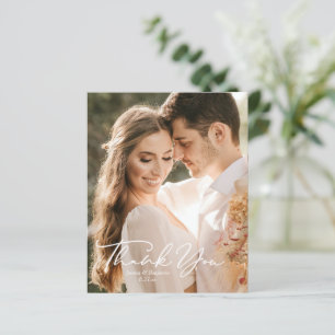 Papier Mariage photo de script minimal simple Merci