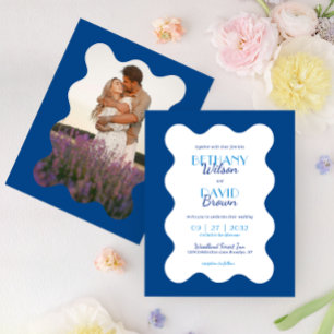 Papier MARIAGE photo du côtier bleu Vague