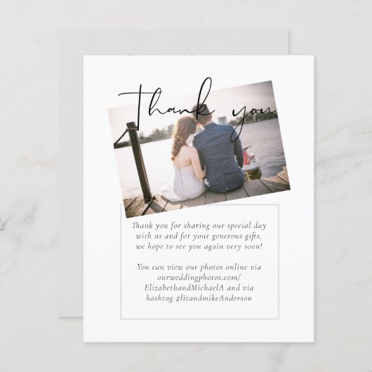 Papier Mariage PHOTO Élégance simple Merci (Devant / Derrière)