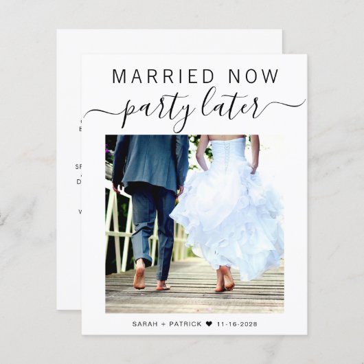 Papier Mariage photo Elopement budgétaire Faire-part (Devant / Derrière)