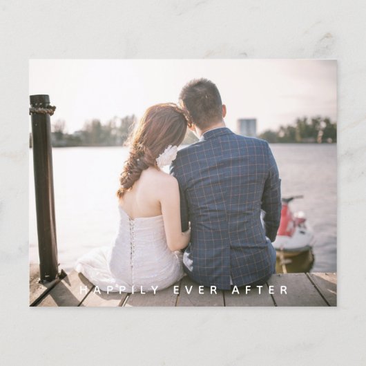 Papier Mariage photo en bois rustique Merci (Dos)