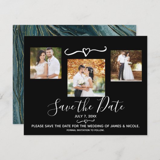 Papier Mariage photo en or Turquoise Turquoise Enregistre (Devant / Derrière)