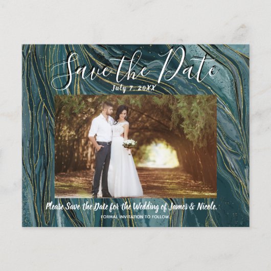 Papier Mariage photo en or Turquoise Turquoise Enregistre (Devant)