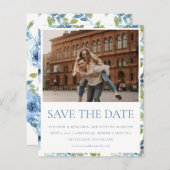 Papier Mariage photo floral bleu clair Budget Date de sau (Devant / Derrière)