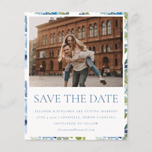 Papier Mariage photo floral bleu clair Budget Date de sau (Devant)