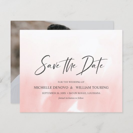 Papier Mariage photo manuscrit Ombre Pink (Devant / Derrière)