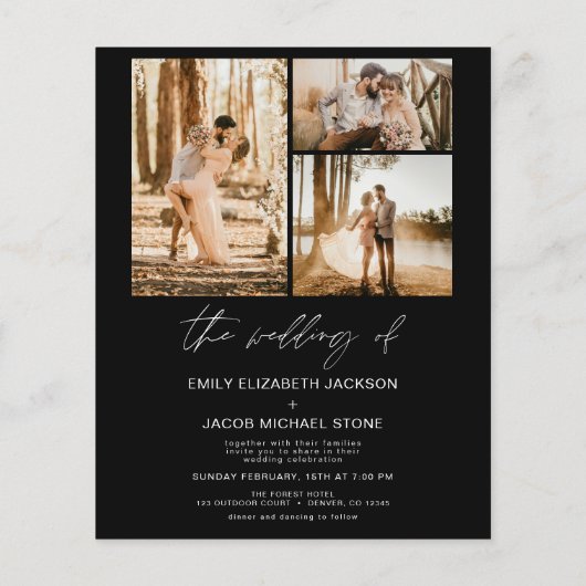 Papier Mariage photo minimaliste économique noir (Dos)