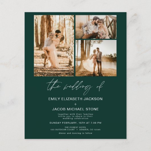 Papier Mariage photo minimaliste Emerald Green (Dos)