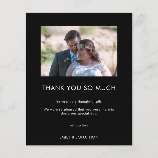 Papier Mariage photo minime du budget Merci noir (Devant)