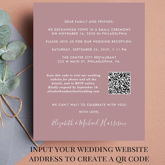 Papier Mariage Photo QR Code Réception Invitation