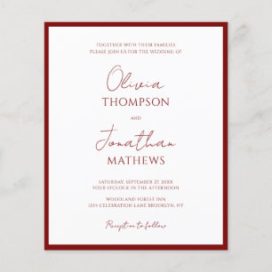 Papier MARIAGE photo simple Bordure rouge BUDGET