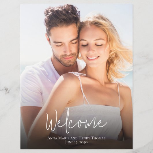 Papier Mariage Photo Simple Moderne Dusty Blue Calligraph (Devant)