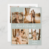 Papier Mariage photo vert Budget Sage Merci circulaire (Devant / Derrière)