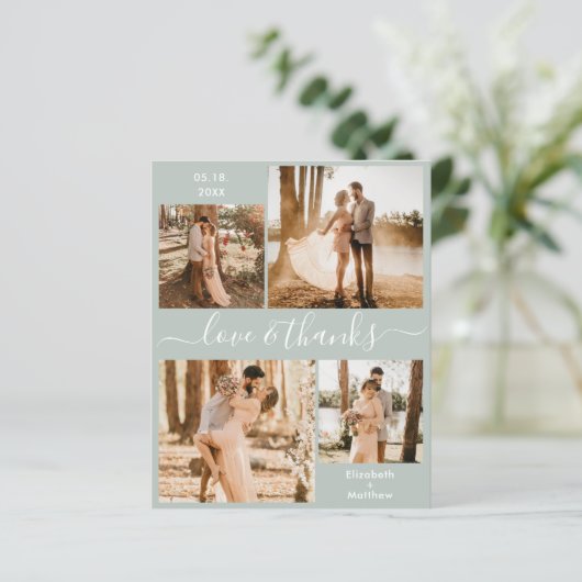 Papier Mariage photo vert Budget Sage Merci circulaire (Debout devant)