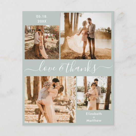 Papier Mariage photo vert Budget Sage Merci circulaire (Devant)