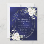 Papier Mariage QR RSVP invitation de Navy blue floraux bl (Devant)