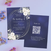 Papier Mariage QR RSVP invitation de Navy blue floraux bl