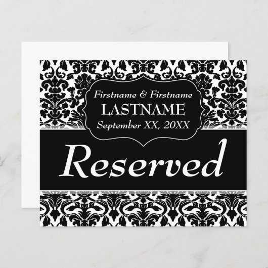 Papier Mariage Réservé - Noir et blanc Numéro de table (Devant / Derrière)