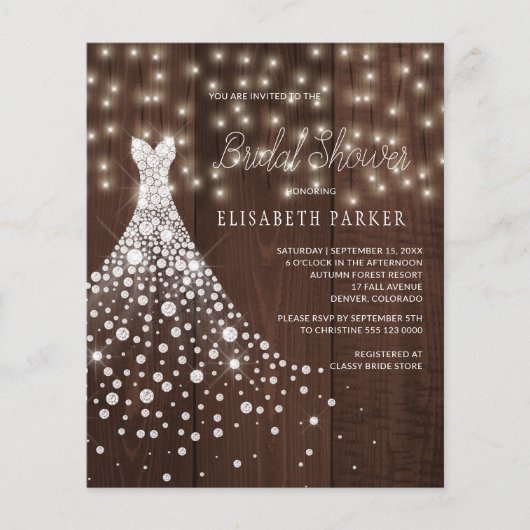 Papier Mariage robe rustique bois nuptiale invitation (Devant)