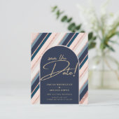 Papier Mariage Rose Gold Fard à Joues Bleu Nuit Lunaire (Debout devant)