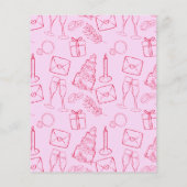 Papier Mariage Rose Pâle & Rouge Dessiné à la Main Budget (Dos)