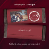 Papier Mariage rouge Bourgogne Candy Bar Wrapper avec pho