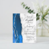 Papier Mariage Royal Bleu Marbre d'Agate Argent (Debout devant)