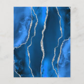 Papier Mariage Royal Bleu Marbre d'Agate Argent (Dos)