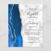 Papier Mariage Royal Bleu Marbre d'Agate Argent (Devant)