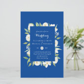 Papier Mariage Royal Blue Floral Budget Inviter A9 (Debout devant)