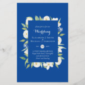 Papier Mariage Royal Blue Floral Budget Inviter A9 (Devant)