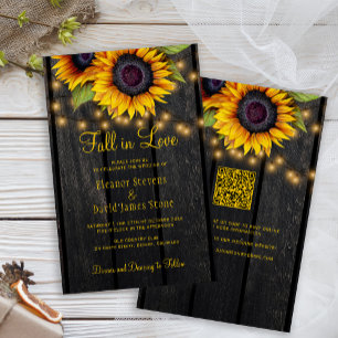 Papier Mariage rustique automnal code QR tout-en-un