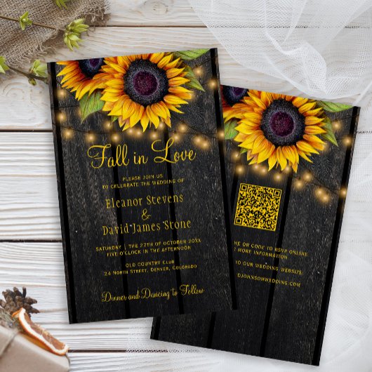 Papier Mariage rustique automnal code QR tout-en-un