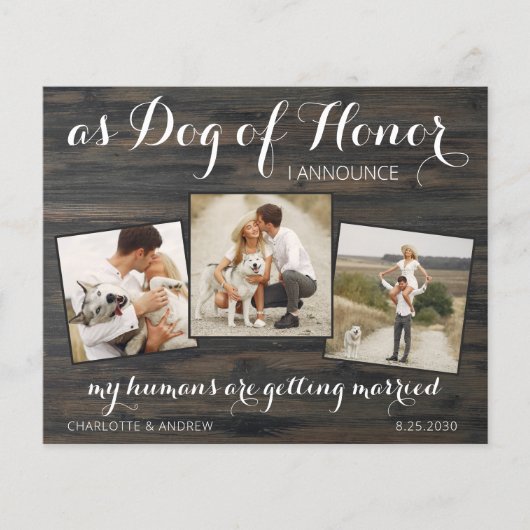 Papier Mariage Rustique Chien Enregistrer La Date Budget (Devant)