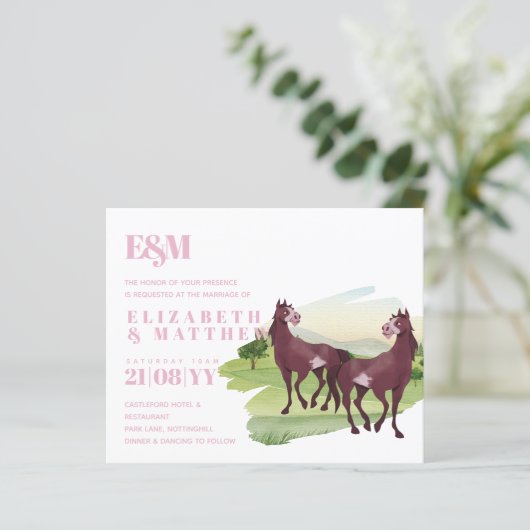 Papier Mariage rustique de style western avec thème équin (Debout devant)