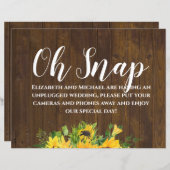 Papier Mariage rustique débranché Oh Snap Wood Sunflowers (Devant / Derrière)