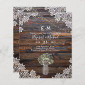 Papier Mariage rustique et économique avec des pots Mason (Devant / Derrière)