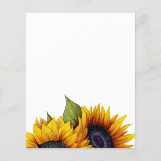 Papier Mariage Rustique tournesol dîner de répétition BUD (Dos)