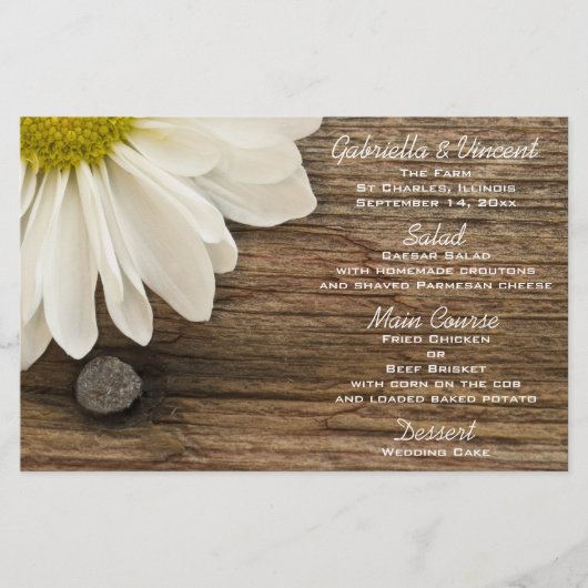 Papier Mariage rustique White Daisy and Barn Wood Farm Me (Devant)
