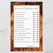 Papier Mariage Rustique Wood Devine Qui Fête des mariées  (Devant)