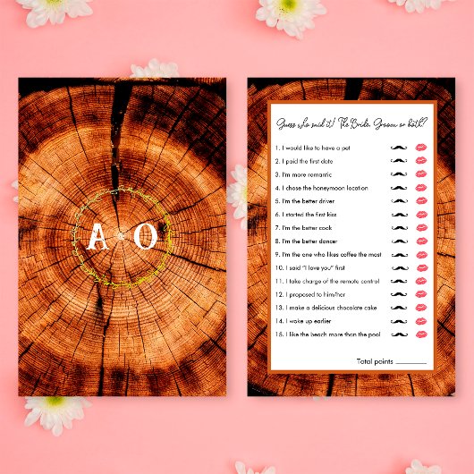 Papier Mariage Rustique Wood Devine Qui Fête des mariées 