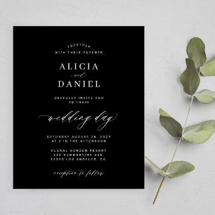 Papier Mariage simple avec écriture minimaliste noire sur
