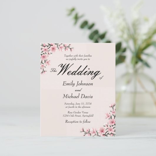 Papier mariage simple japonais de fleurs de cerisier (Debout devant)