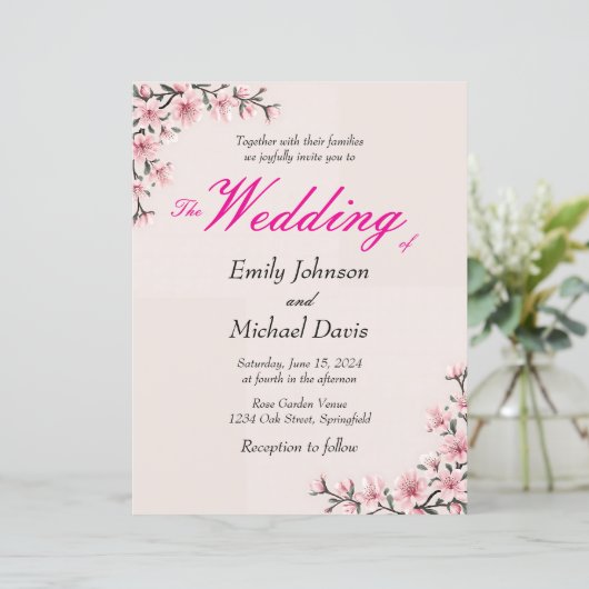 Papier mariage simple japonais de fleurs de cerisier (Debout devant)