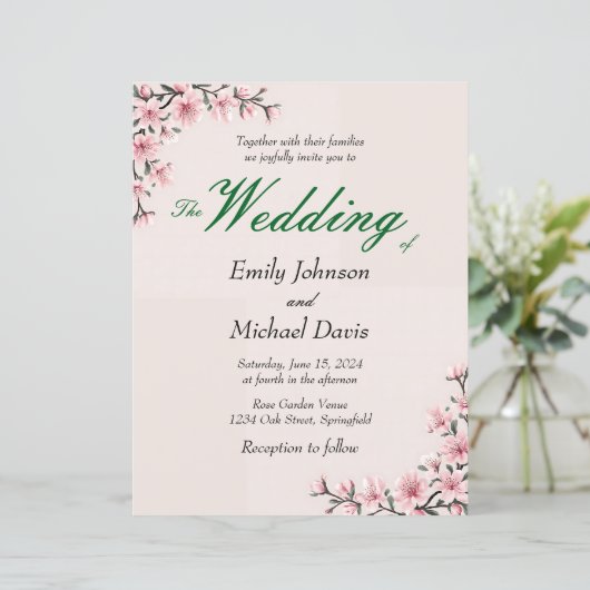 Papier mariage simple japonais de fleurs de cerisier (Debout devant)