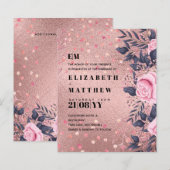 Papier Mariage tendance ROSEGOLD métallisé rose pailleté  (Devant / Derrière)