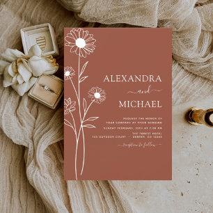 Papier Mariage Terracotta Brûlé Orange Floral